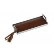 ST08 - Mini rectangular TABA steel tray with tufted leather cover