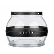 FS02-BLACK Leather Fanus Glass Candlestick
