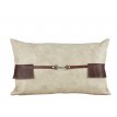 KY12 - BEJ Leather fringed Pillowcase