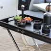 TS02 - Leather Tray serving Coffee Table BLACK / Chrome