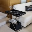 TS02 - Leather Tray serving Coffee Table BLACK / Chrome