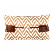  PEL04 - BEJ plush / leather banded pillowcase