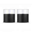 VISKI02 - BLACK Leather 2-Piece Whiskey Glass