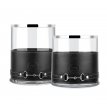 SMD04- BLACK Leather 2-Piece Candlestick