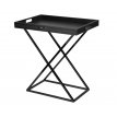 TS02 - Leather Tray serving Coffee Table BLACK / Chrome