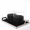 VISKI02 - BLACK Leather 2-Piece Whiskey Glass