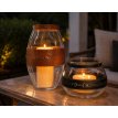 (FS04) - Taba Leather-Covered Glass Candle Holder