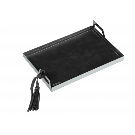 (ST05) - BLACK Steel Tray with tufted leather cov