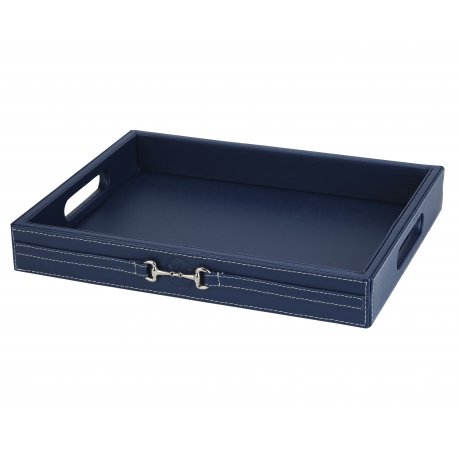 DETEP03 - NAVY BLUE Leather Quadrangular Tray