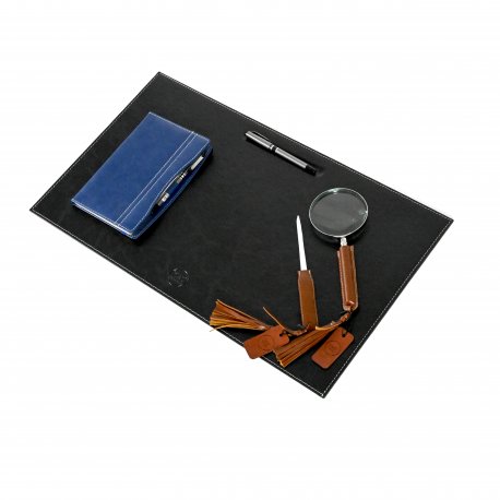 SUM02- BLACK Leather work table mat 