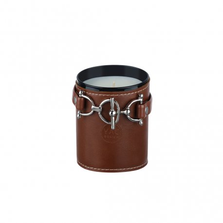MUM08 - White Jasmine candle / tan leather band