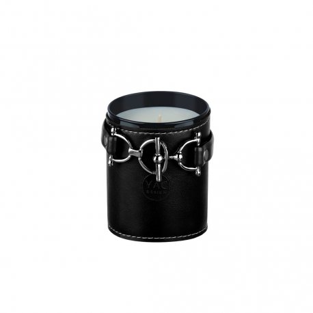 MUM09- White Jasmine candle / BLACK leather band