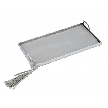 ST03-Tufted Oversized Steel Beige Leather Tray