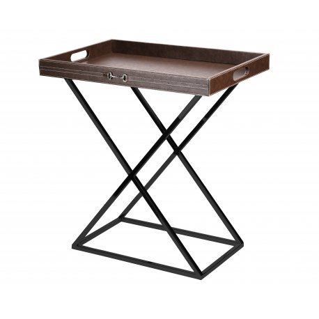 TS01 - Leather Tray service coffee table TABA / Chrome 